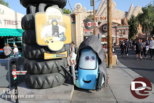 Guido dressed for Trunk or Treating in Cars Land