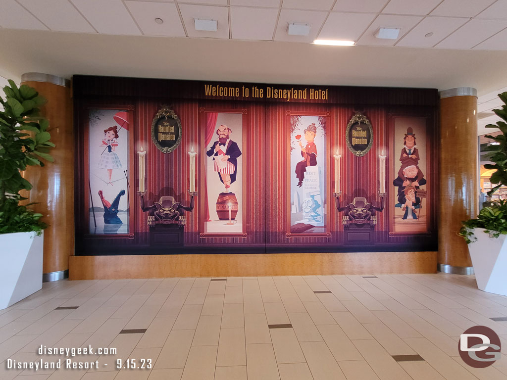 The Haunted Mansion graphics/decorations have returned again to the Fantasy Tower lobby this year