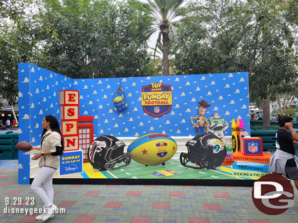 A cast member with a football was on hand to take your picture.