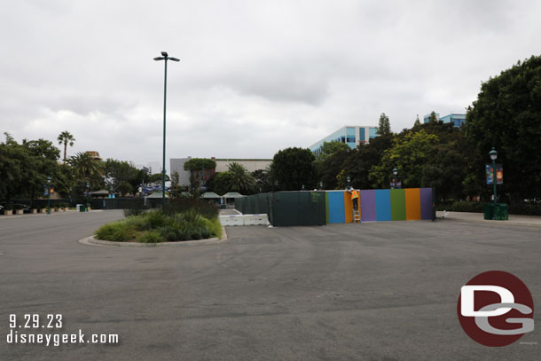 Construction walls going up in the former Valet turn around for Downtown Disney.  