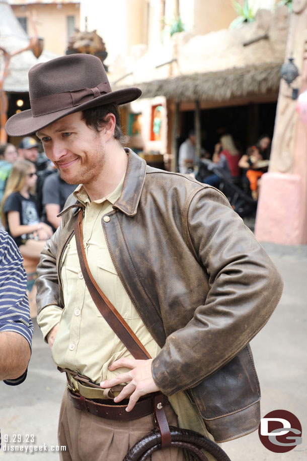 Indiana Jones was out greeting guests