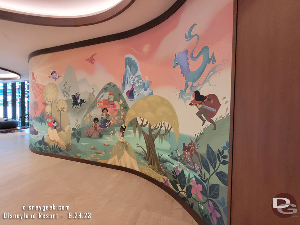 The centerpiece of the lobby is this large mural featuring a number of Disney animation characters