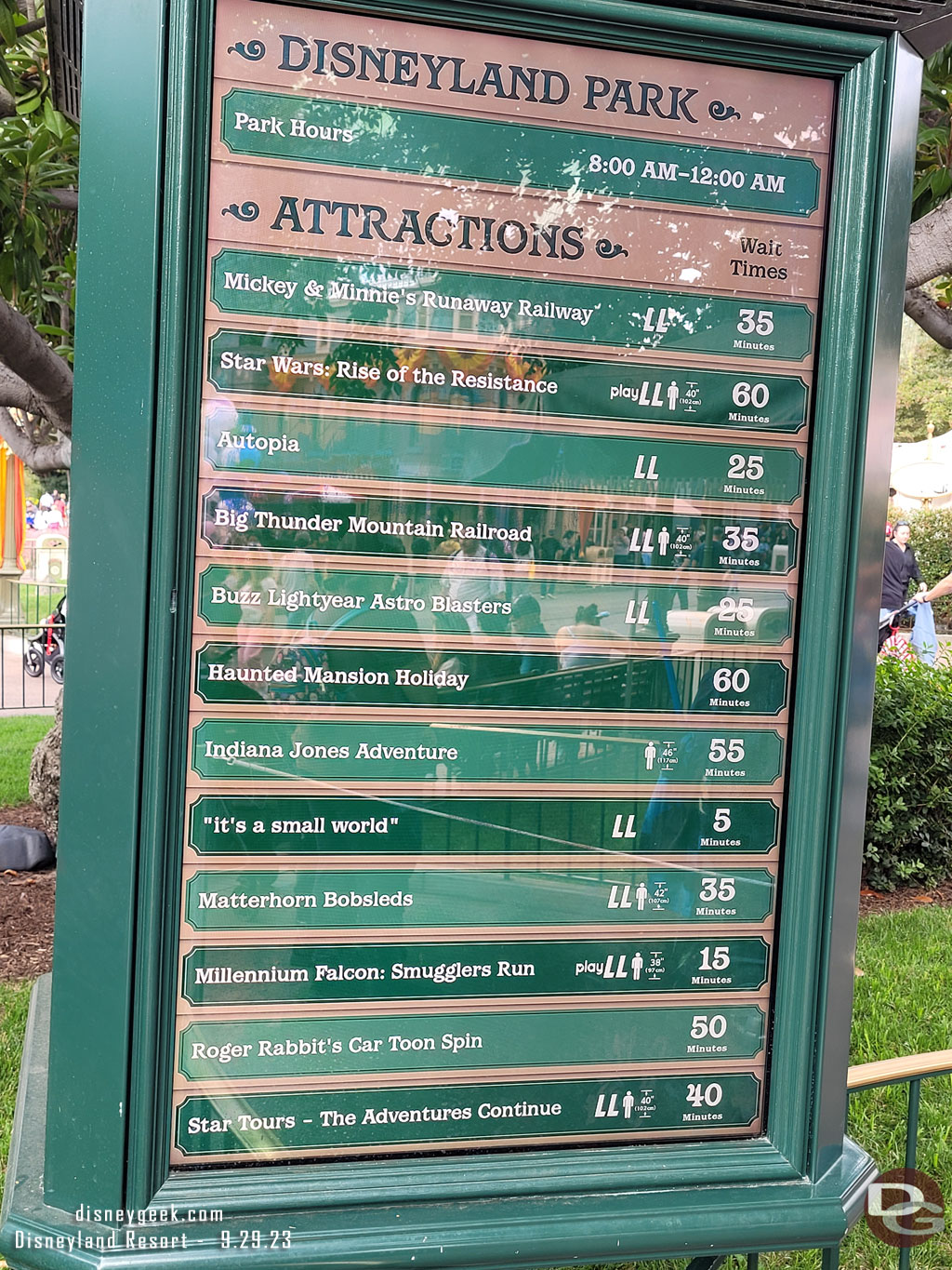 4:30pm - Disneyland wait times