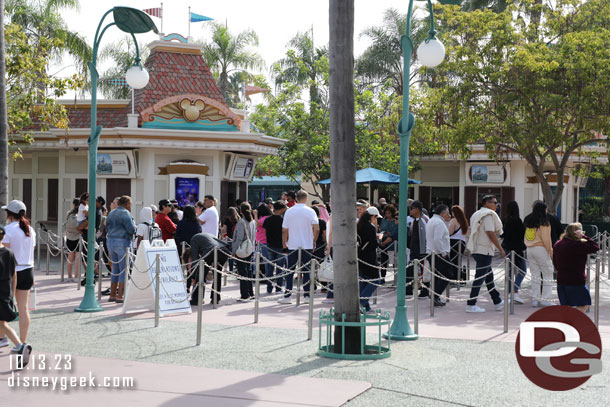 Lines at the ticket booths this morning.