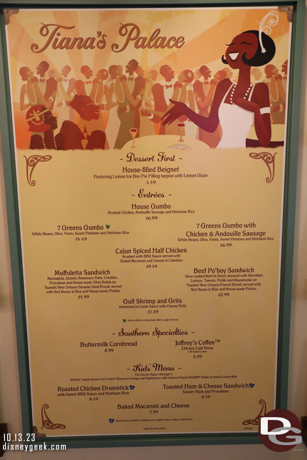 The menu.  