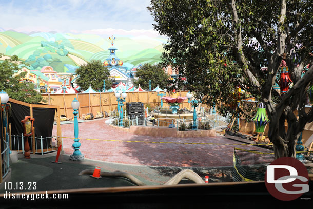 The pavers look done, replacing the turf in the primary walkway.  The fountain is still being worked on.