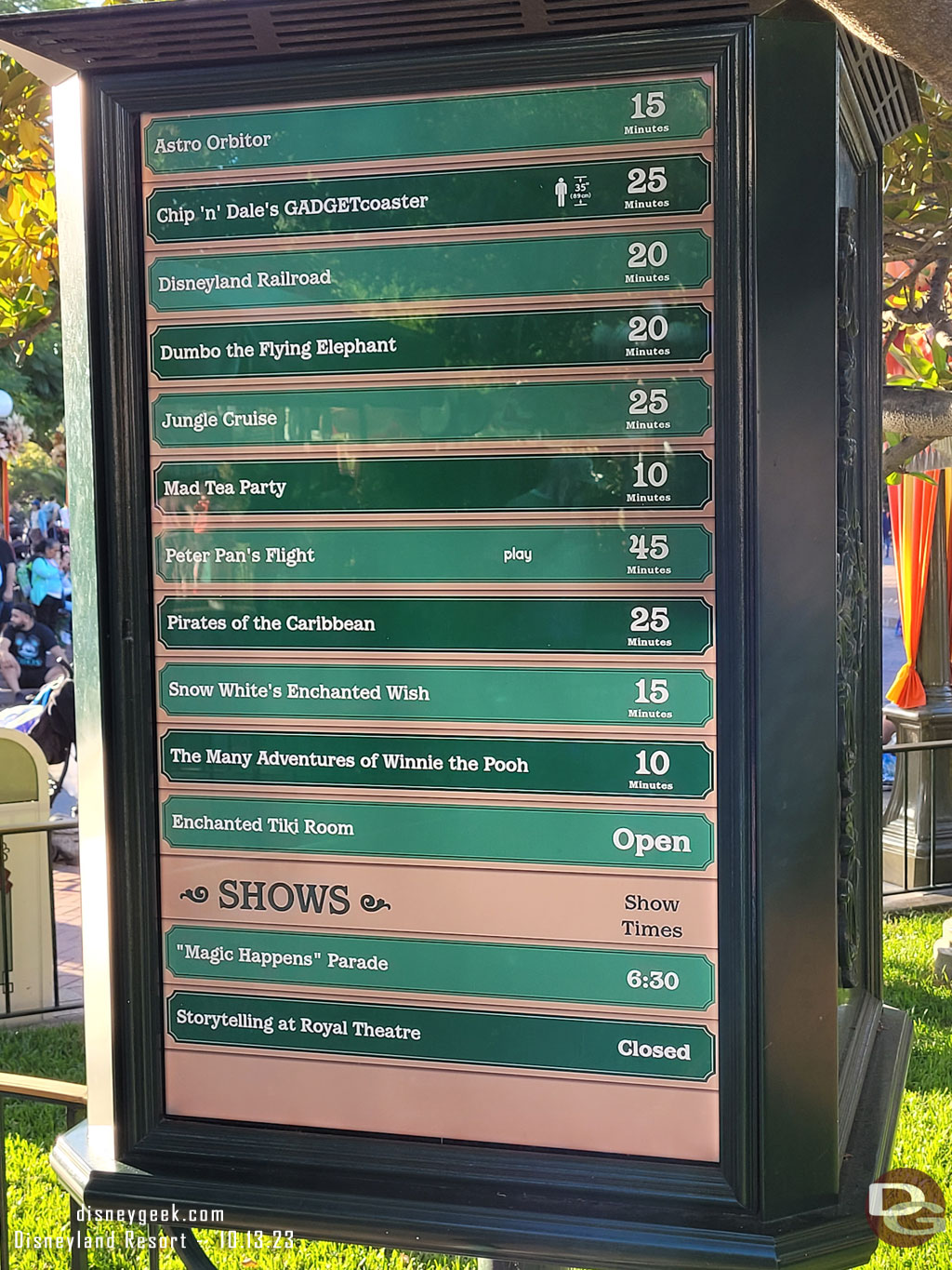 5:06pm - Disneyland Wait Times