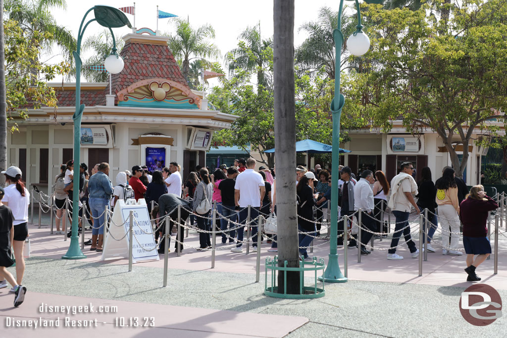 Lines at the ticket booths this morning.