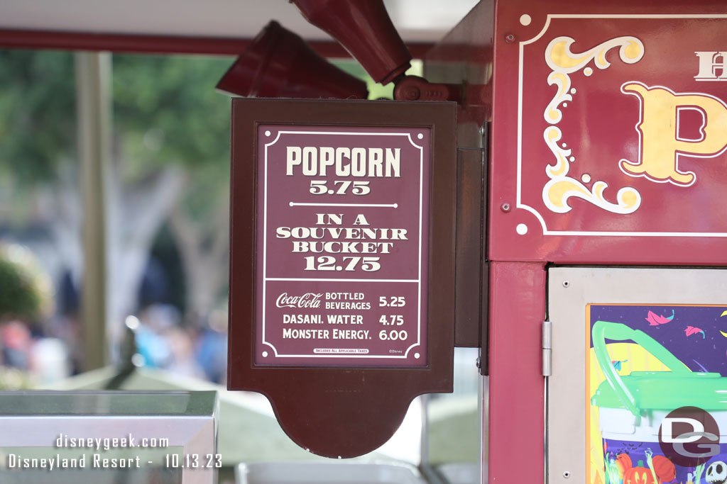 Prices continue to go up around the park. Popcorn is currently starting at $5.75.