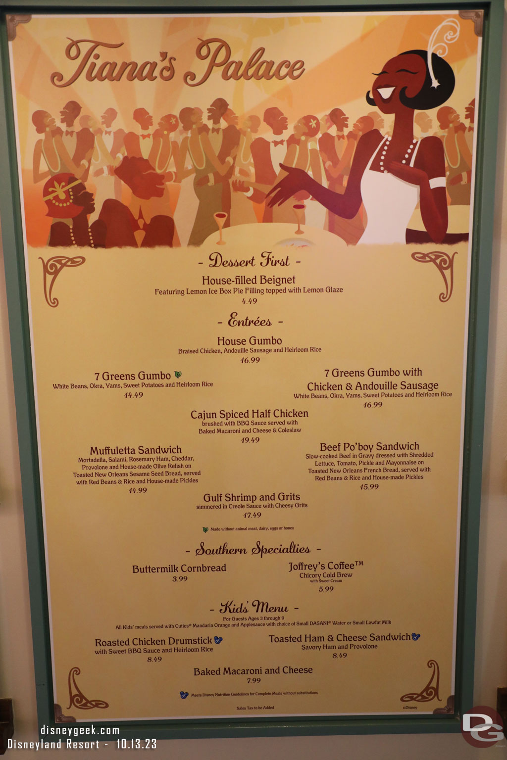 The menu.  