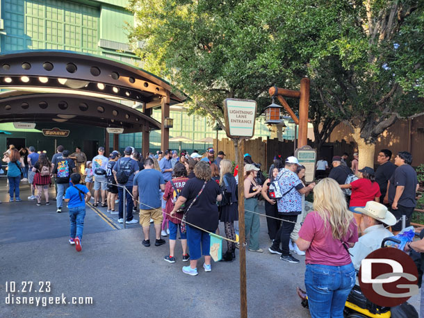 The return line was another story, it was backed up outside the building and filled its switchbacks almost.