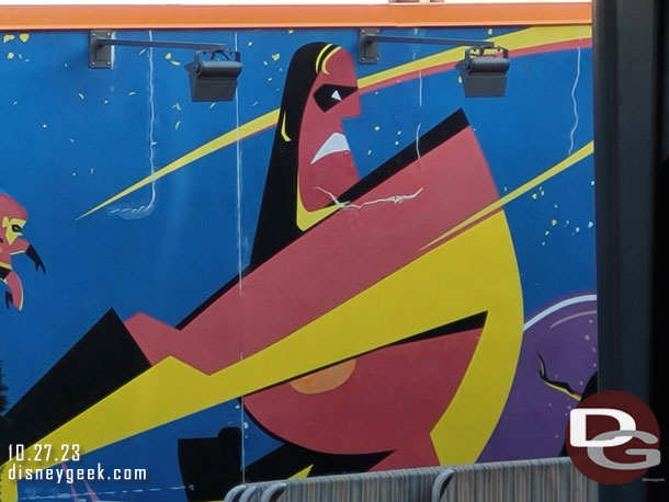 The artwork at the Incredicoaster is being worked on it appears