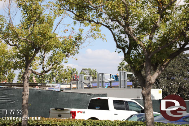 Looking across the parking lot