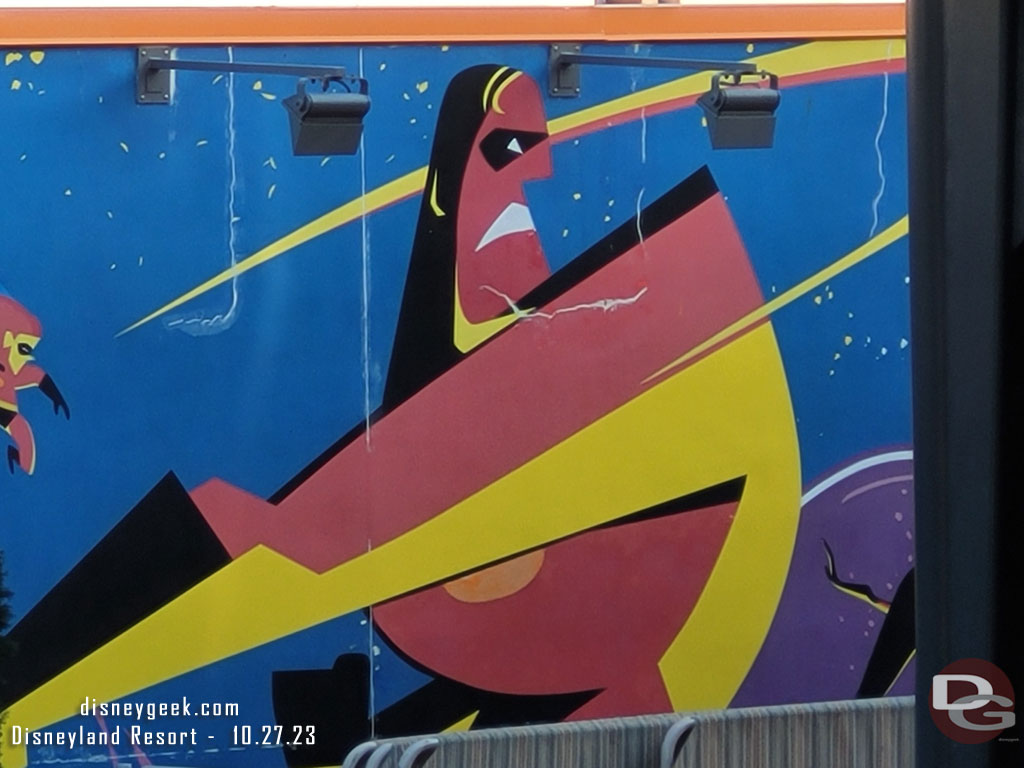 The artwork at the Incredicoaster is being worked on it appears