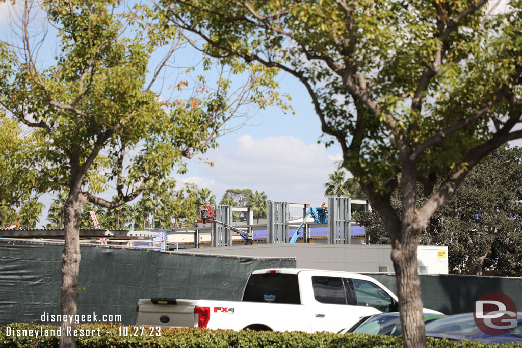 Looking across the parking lot