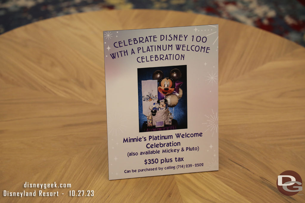 This sign was out for the Disney 100 package offering.