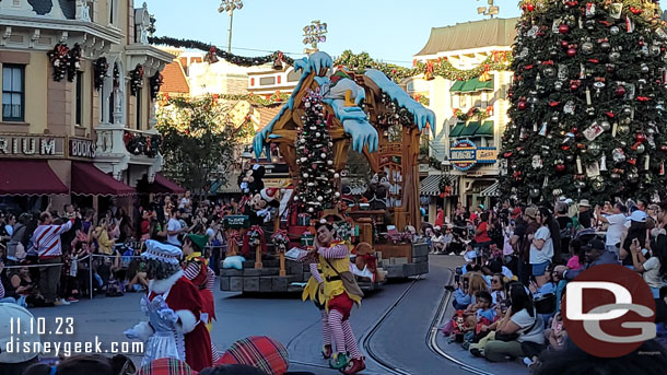 Mrs. Claus walking in front of the mail room float again this year