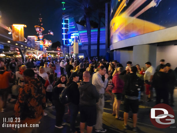 7:26pm - This mob of guests is the return queue for Buzz Lightyear Lightning Lane 