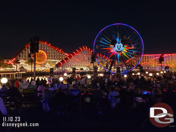 8:42pm - Found a spot for World of Color - Season of Light