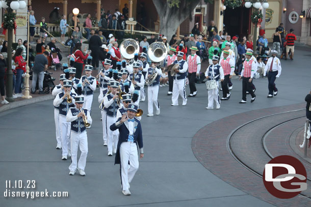 The Flag Retreat procession making its way to Town Square