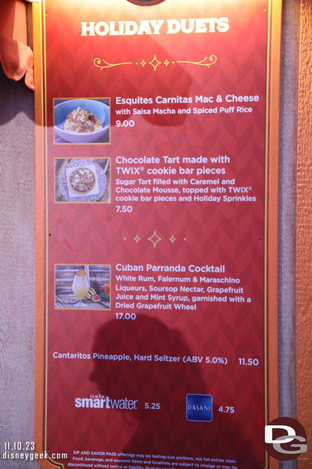 Holiday Duets Marketplace Menu