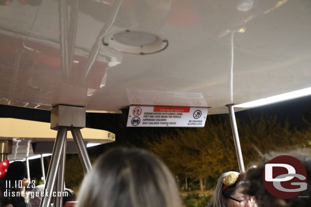 9:47pm - Onboard a tram and ready to depart