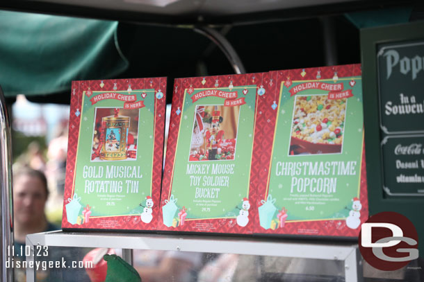 Holiday offerings at the New Orleans Square popcorn cart