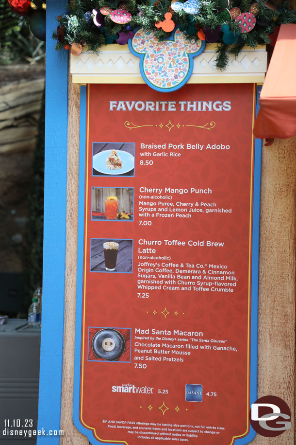 Favorite Things Marketplace Menu