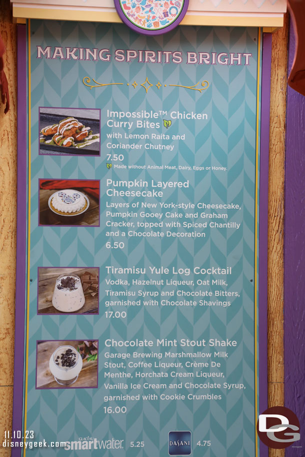 Making Spirits Bright Marketplace Menu