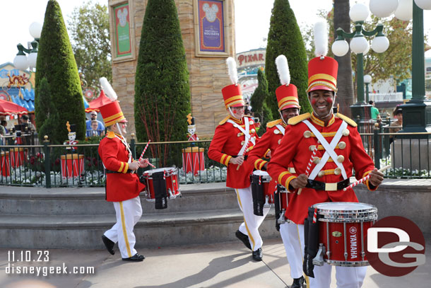 Holiday Toy Drummers arriving for their performance