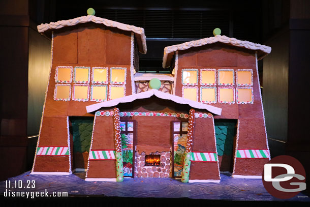 The Grand Californian Hotel gingerbread display is under construction