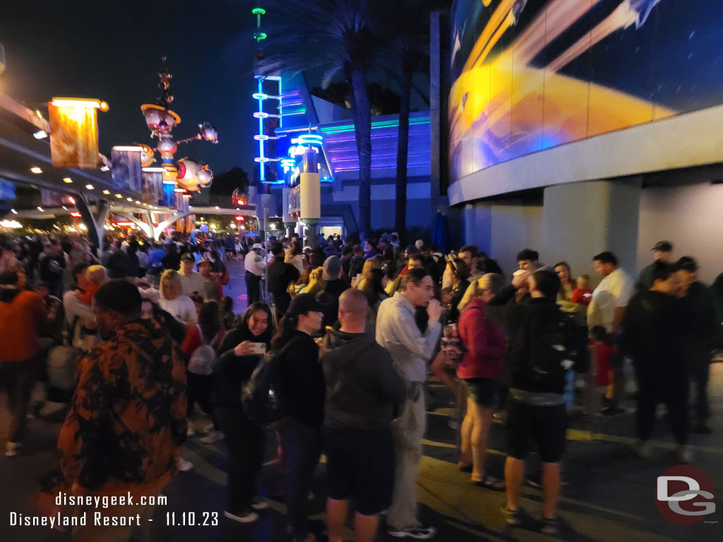 7:26pm - This mob of guests is the return queue for Buzz Lightyear Lightning Lane 