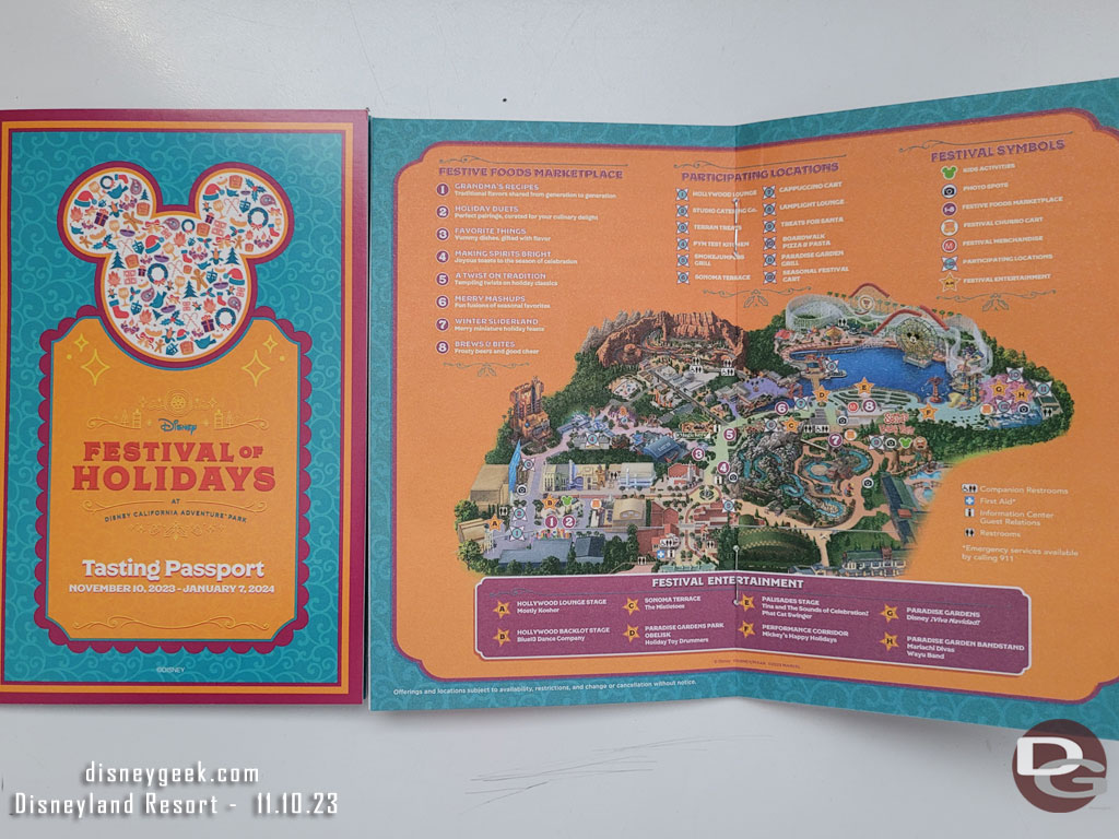 Disney Festival of Holidays booklet