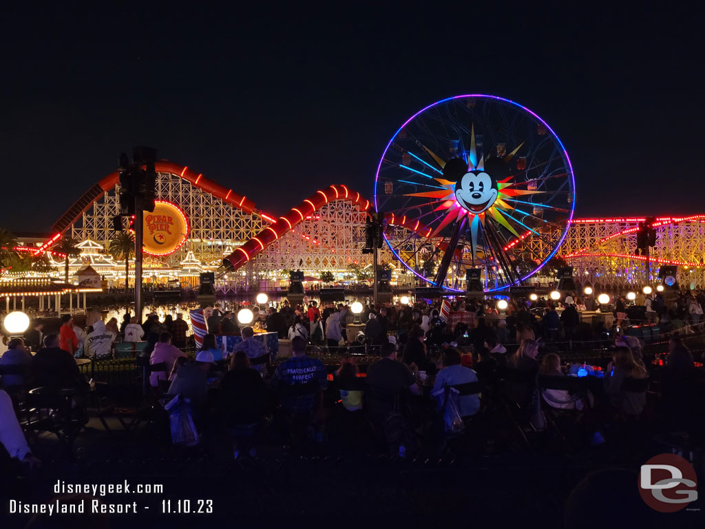 8:42pm - Found a spot for World of Color - Season of Light