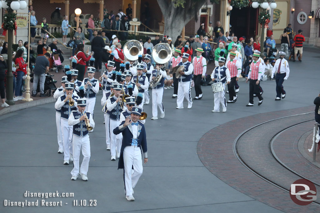 The Flag Retreat procession making its way to Town Square