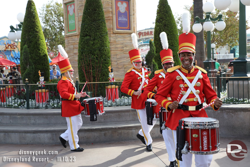 Holiday Toy Drummers arriving for their performance