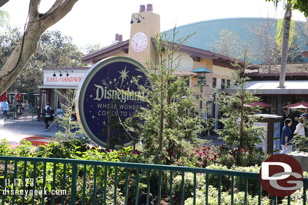 9:28am - Arriving at Downtown Disney. Some new plantings/trees for the holidays.