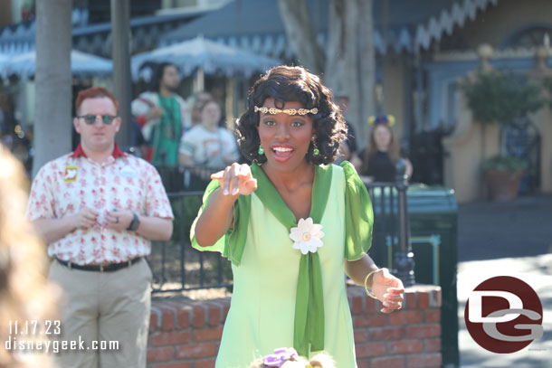 Princess Tiana out greeting guests