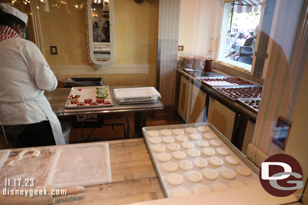 Holiday treats being made.  I did not see any post cards with the candy cane dates.