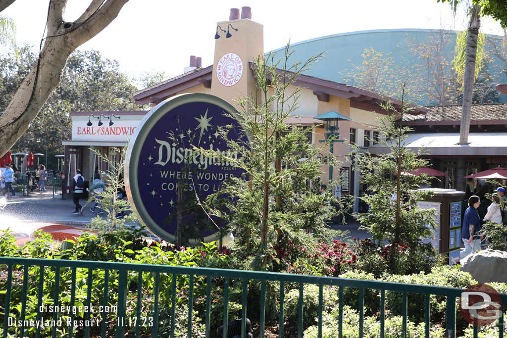 9:28am - Arriving at Downtown Disney. Some new plantings/trees for the holidays.