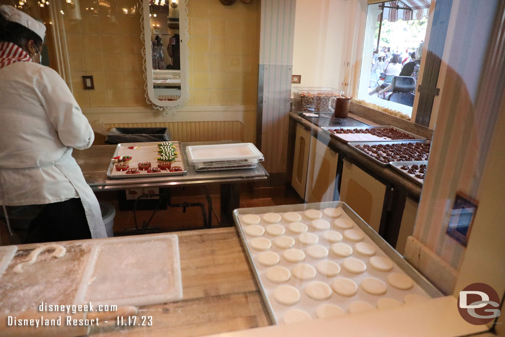 Holiday treats being made.  I did not see any post cards with the candy cane dates.