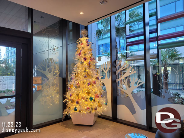 Inside the lobby a tree