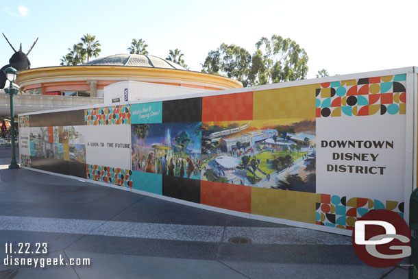 The wall opposite the Monorail station near the LEGOS store feature a look back and ahead for the area.