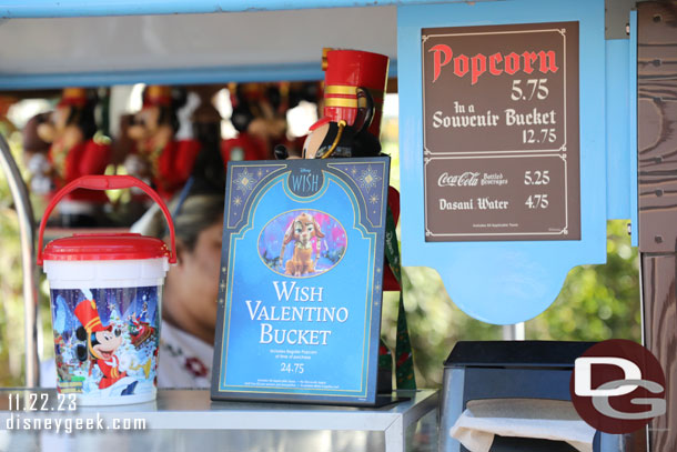 Wish Valentino Popcorn buckets are available throughout both parks for $24.75