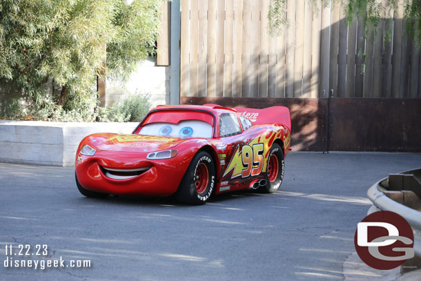 Lightning McQueen making his way to cross street