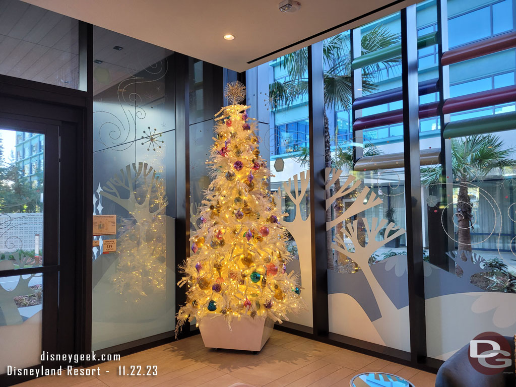 Inside the lobby a tree