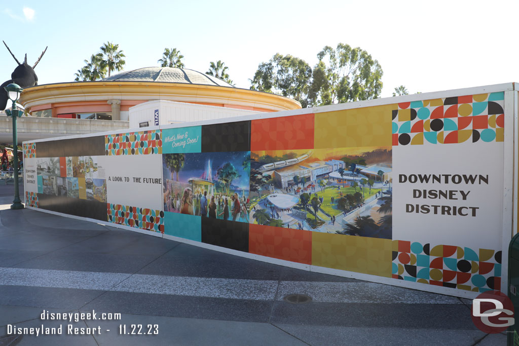 The wall opposite the Monorail station near the LEGOS store feature a look back and ahead for the area.