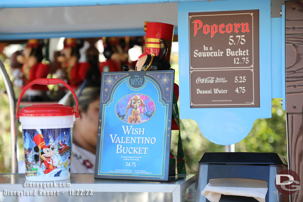 Wish Valentino Popcorn buckets are available throughout both parks for $24.75