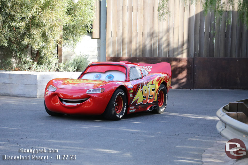 Lightning McQueen making his way to cross street