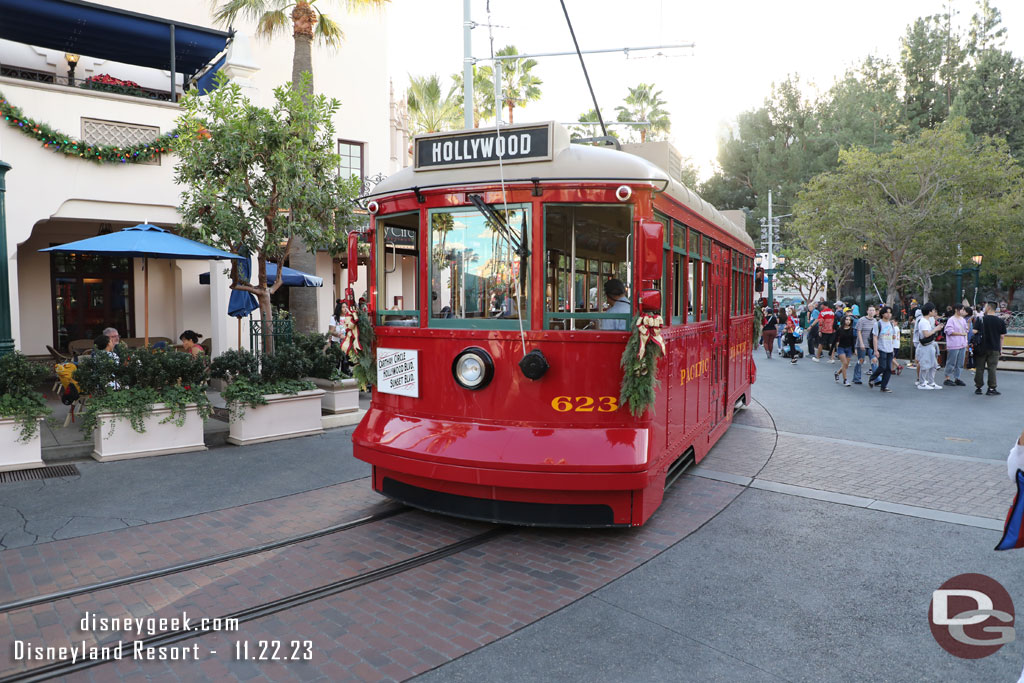 A Red Car traveling along